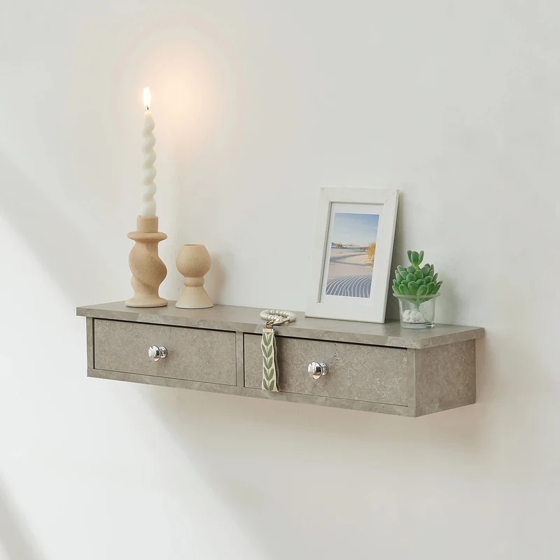 Estantería de pared Geeste 60x15x10 cm con 2 cajones [en.casa]