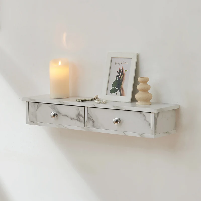 Estantería de pared Geeste 60x15x10 cm con 2 cajones [en.casa]