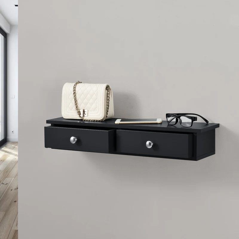 Estantería de pared Geeste 60x15x10 cm con 2 cajones [en.casa]