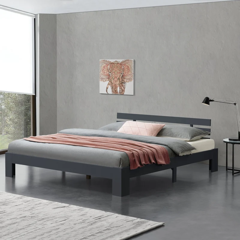 Cama de madera Nivala con cabecero, varios colores y tamaños en.casa