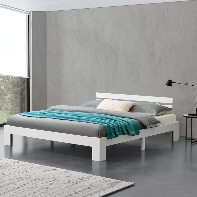 Cama de madera Nivala con cabecero, varios colores y tamaños en.casa
