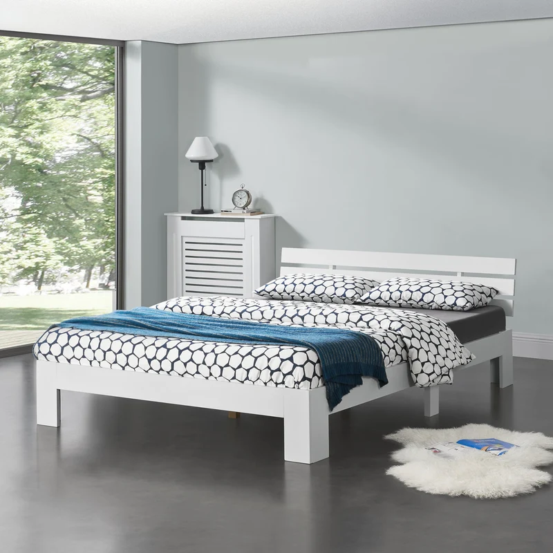 Cama de madera Nivala con cabecero, varios colores y tamaños en.casa