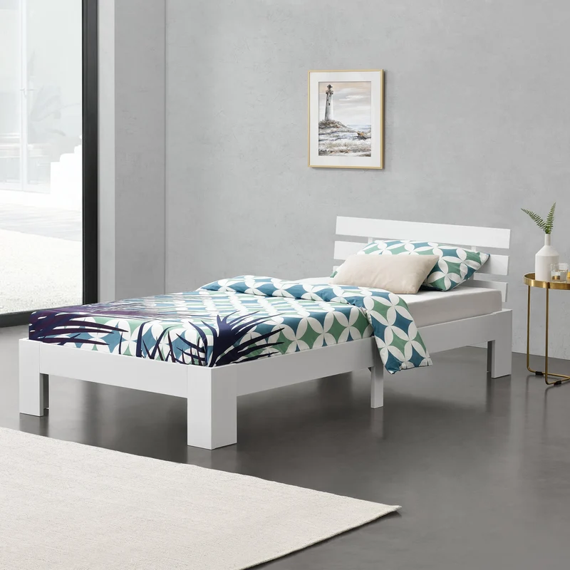 Cama de madera Nivala con cabecero, varios colores y tamaños en.casa