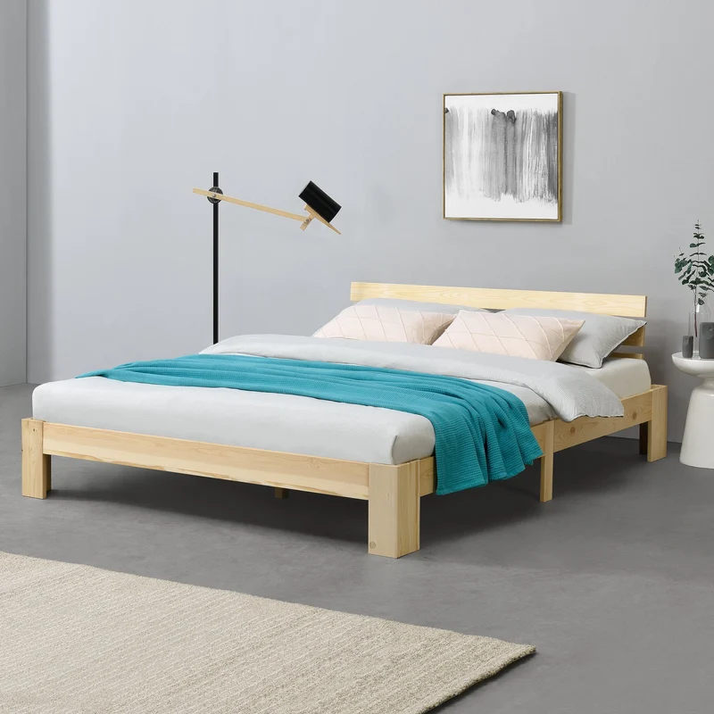 Cama de madera Nivala con cabecero, varios colores y tamaños en.casa