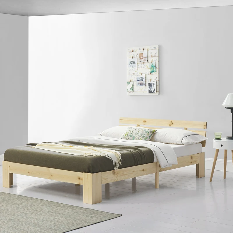Cama de madera Nivala con cabecero, varios colores y tamaños en.casa