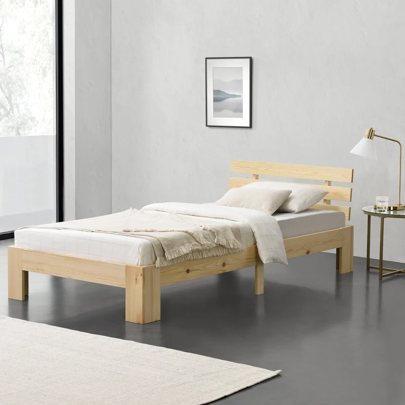 Cama de madera Nivala con cabecero, varios colores y tamaños en.casa