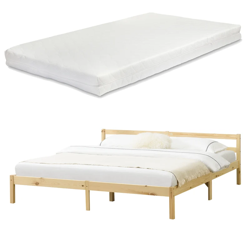 Cama de madera Nakkila varios colores y tamaños con colchón de espuma fría en.casa