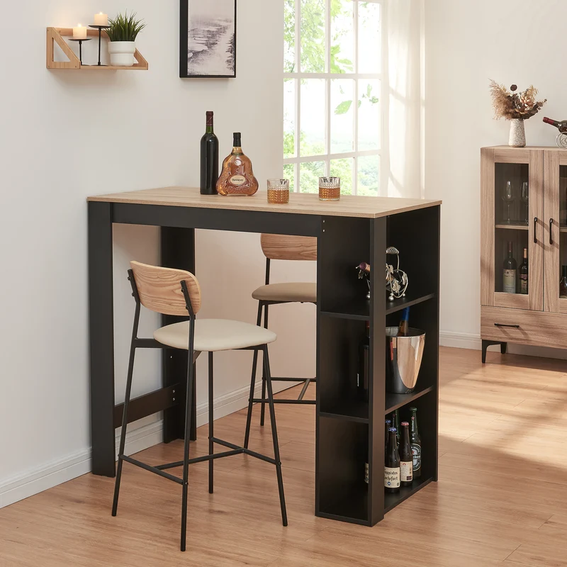 Mesa alta Danderyd 120x60x106 cm con 3 estantes [en.casa]