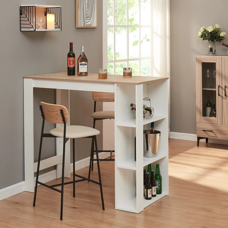 Mesa alta Danderyd 120x60x106 cm con 3 estantes [en.casa]