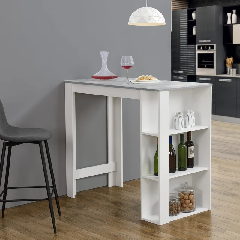 Mesa alta Danderyd 120x60x106 cm con 3 estantes [en.casa]