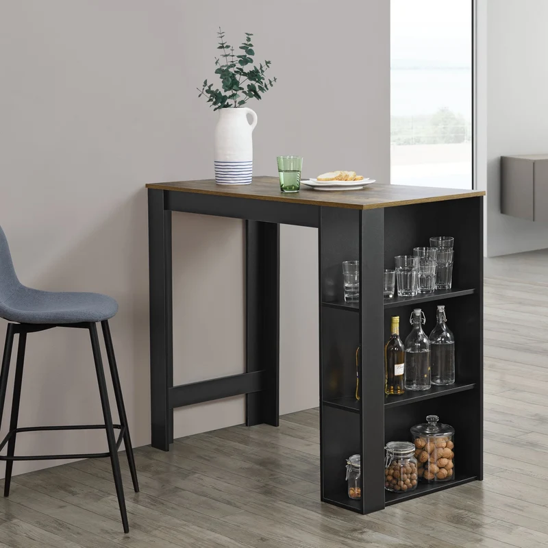 Mesa alta Danderyd 120x60x106 cm con 3 estantes [en.casa]