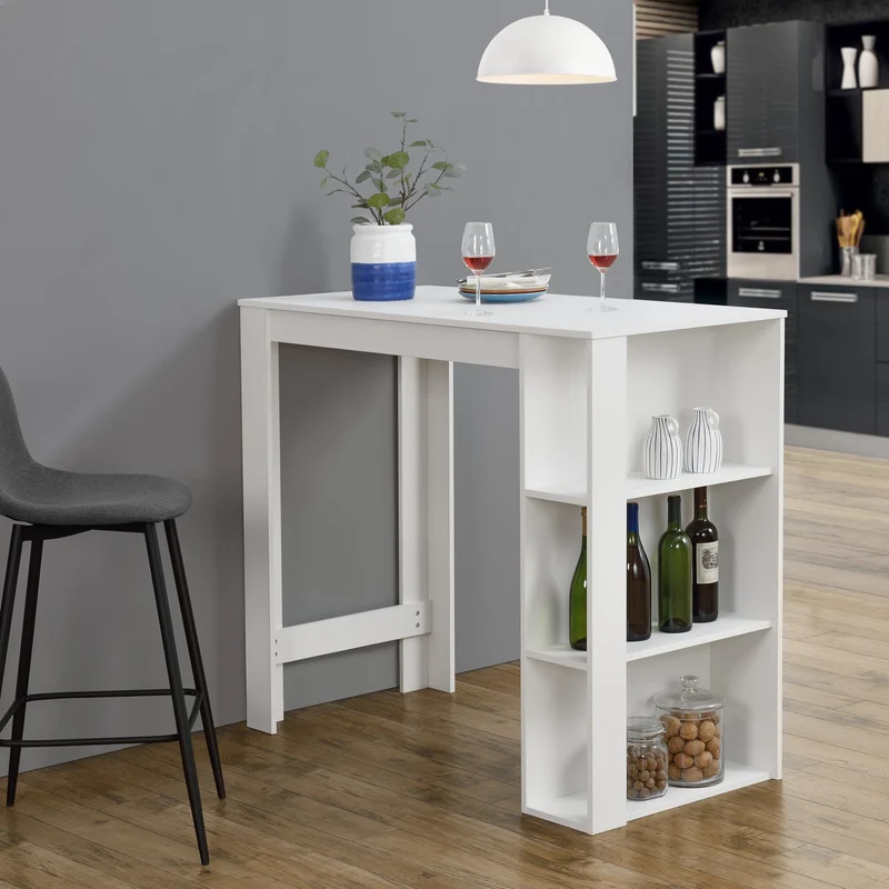 Mesa alta Danderyd 120x60x106 cm con 3 estantes [en.casa]