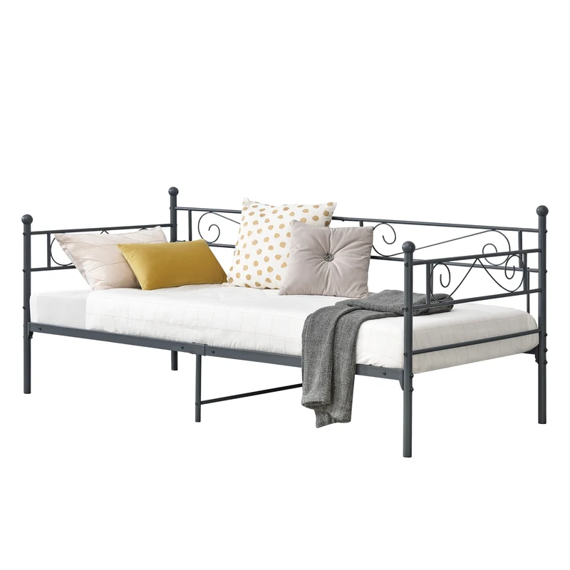 Cama Simple Kreava Reposacabezas y Reposapiés Metal 90x200cm [en.casa]