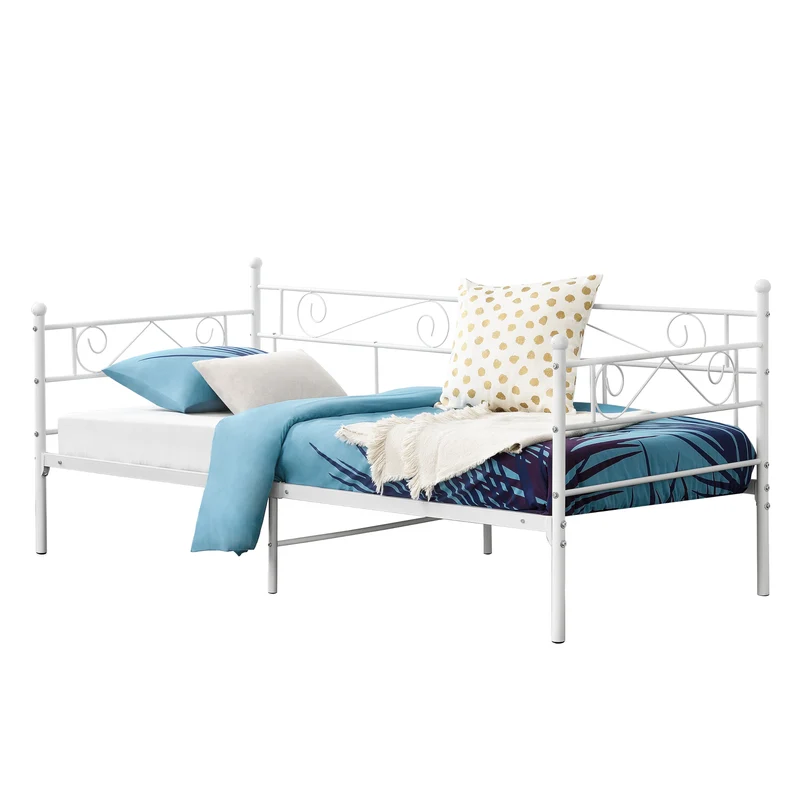 Cama Simple Kreava Reposacabezas y Reposapiés Metal 90x200cm [en.casa]