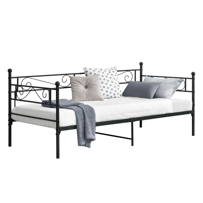 Cama Simple Kreava Reposacabezas y Reposapiés Metal 90x200cm [en.casa]