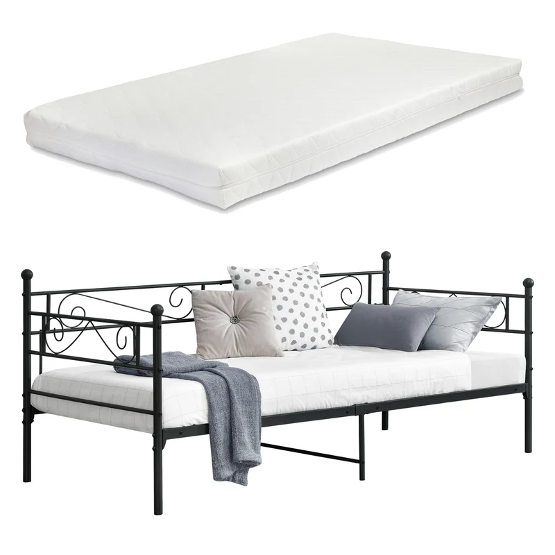 Cama de metal Kerava 90x200 cm con colchón de espuma fría varios colores en.casa