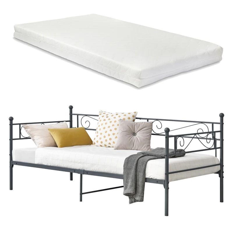 Cama de metal Kerava 90x200 cm con colchón de espuma fría varios colores en.casa