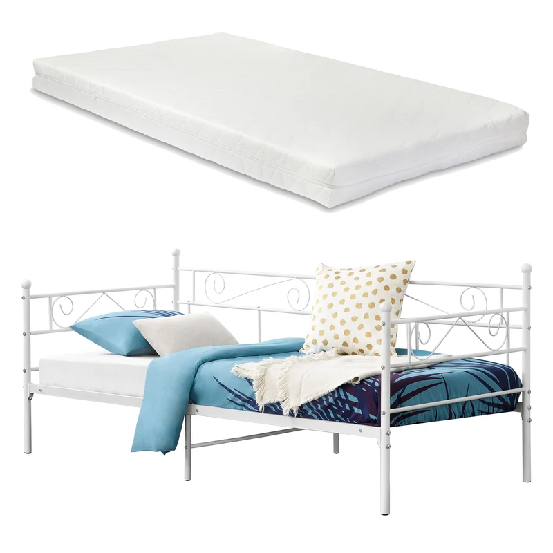 Cama de metal Kerava 90x200 cm con colchón de espuma fría varios colores en.casa