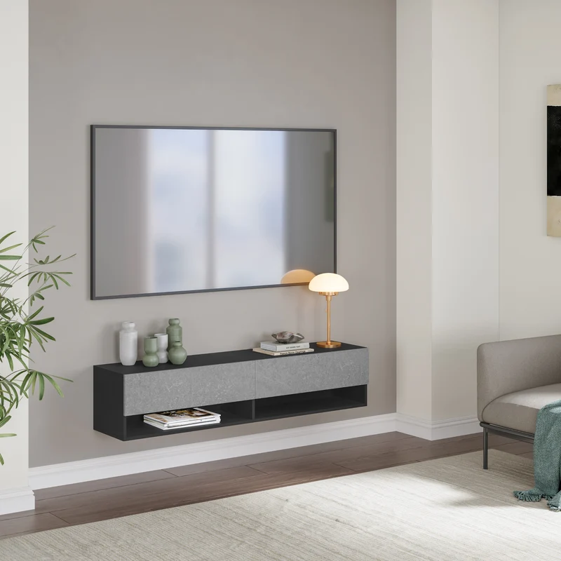 Mueble TV de pared Halmstad 2 puertas [en.casa]
