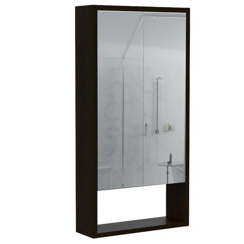 Gabinete de Baño Merín, Wengue, con Espejo y Tres Entrepaños ZF