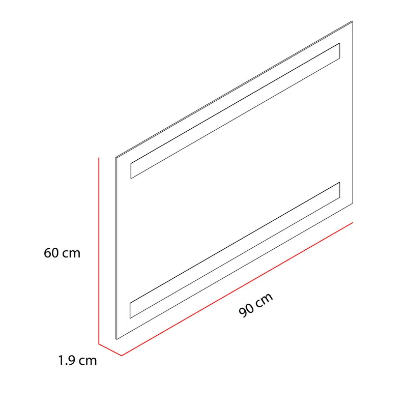 Espejo Rectangular Udine, Gris, con Luz LED