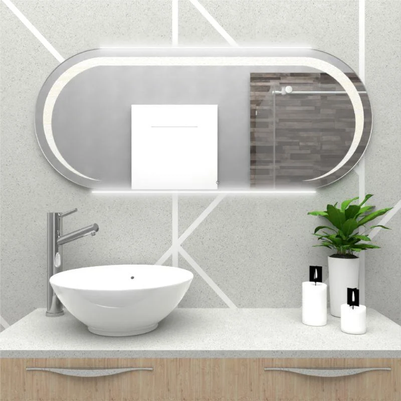 Espejo Rectangular Verón, Gris, con Luz LED y Botón Touch