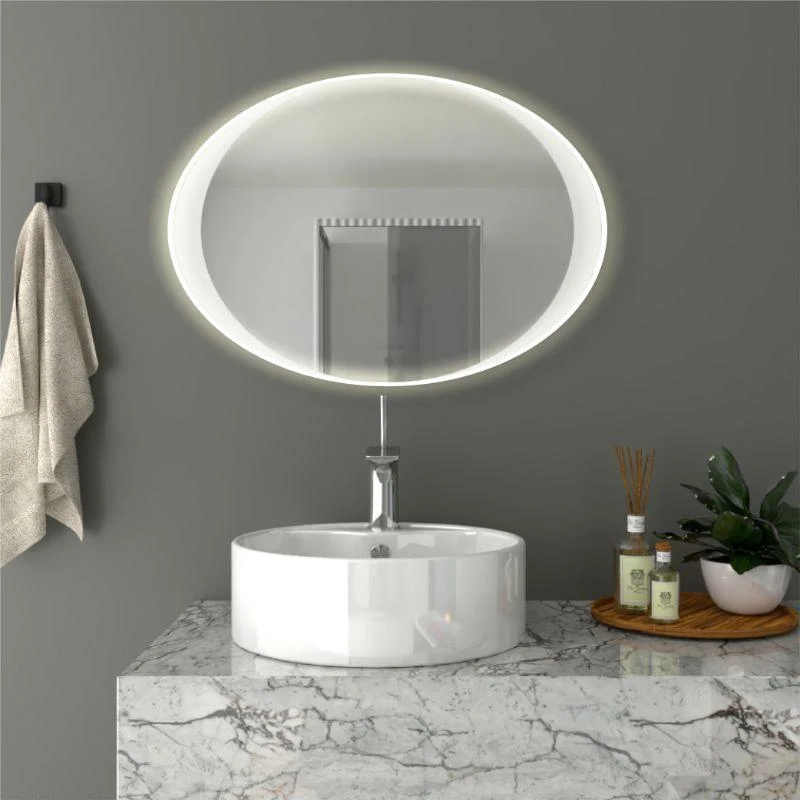 Espejo Ovalado Varese, Gris, con Luz LED