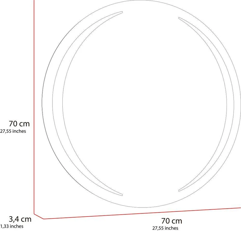 Espejo Circular Oliver, Gris, con Luz LED
