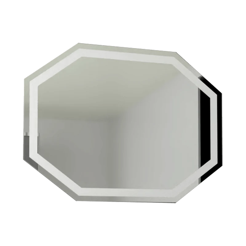Espejo Hexagonal Mizu, Gris, con Luz LED