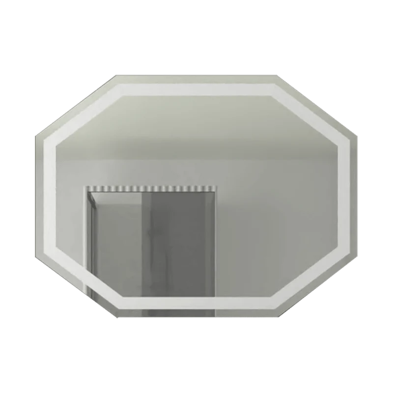 Espejo Hexagonal Mizu, Gris, con Luz LED
