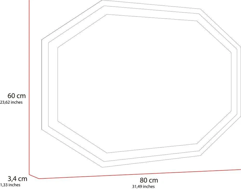 Espejo Hexagonal Mizu, Gris, con Luz LED