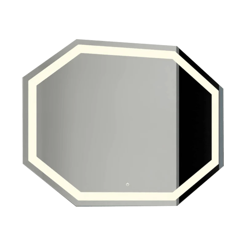 Espejo Hexagonal Mizu, Gris, con Luz LED y Botón Touch