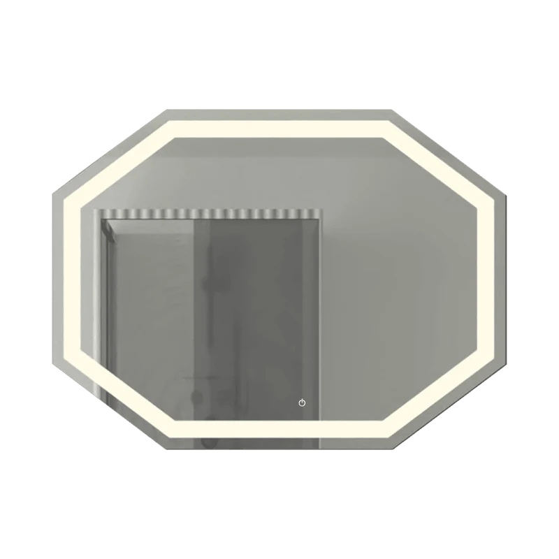 Espejo Hexagonal Mizu, Gris, con Luz LED y Botón Touch