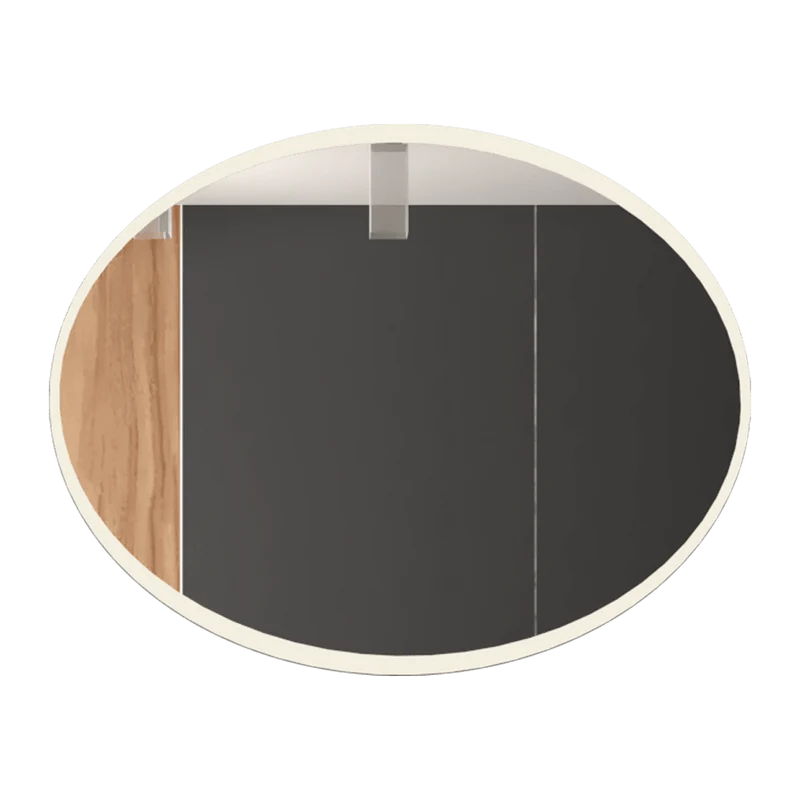 Espejo Ovalado Horus, Gris, con Bordes en Sandblasting