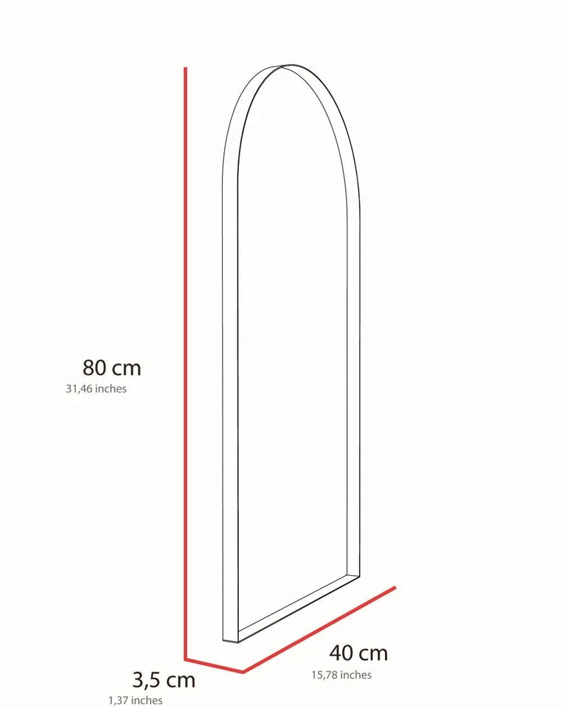 Espejo Rectangular Marsella, Negro, con Extremo Superior Curvo y en Estructura Metálica