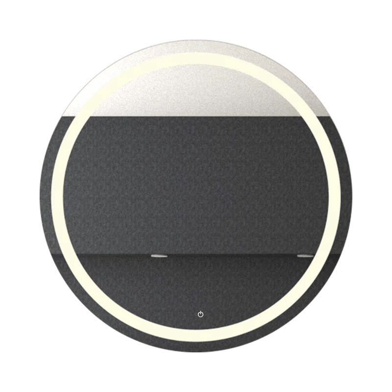 Espejo Circular Malibú, Gris, con Luz LED y Botón Touch
