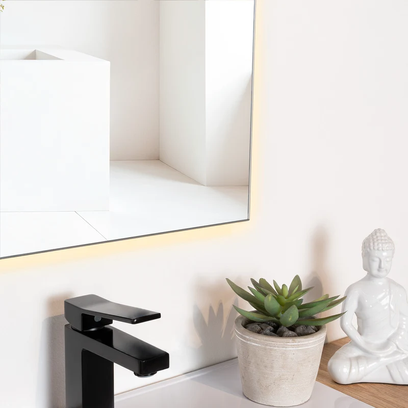 Espejo Rectangular Garda, Gris, con Luz LED