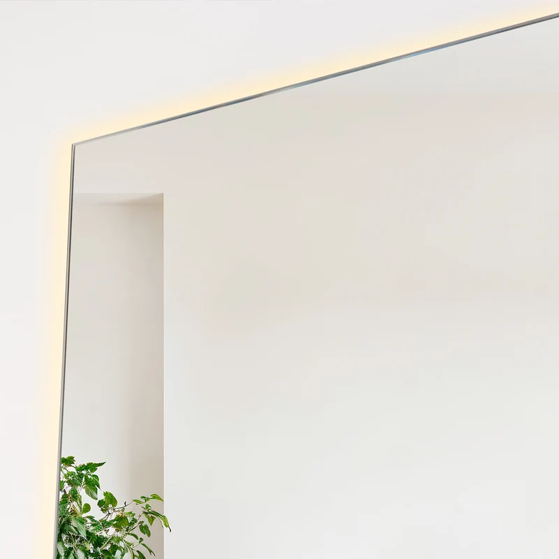 Espejo Rectangular Garda, Gris, con Luz LED