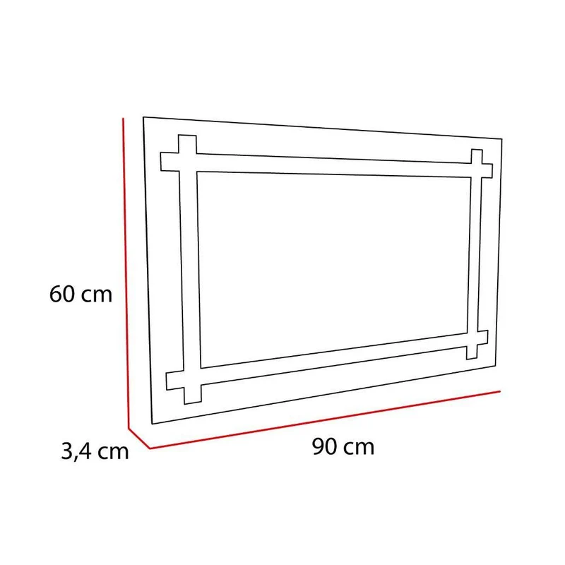 Espejo Rectangular Broni, Gris, con Luz LED y Botón Touch