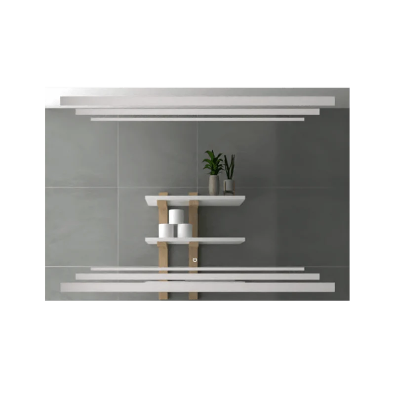 Espejo Rectangular Barú, Gris, con Luz LED y Botón Touch