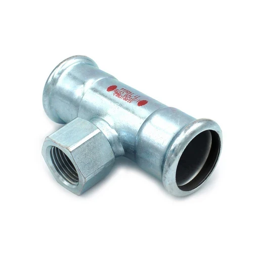 T con derivazione filetto f a pressare in acciaio carbonio steel pres 3/4 x 42 x 42
