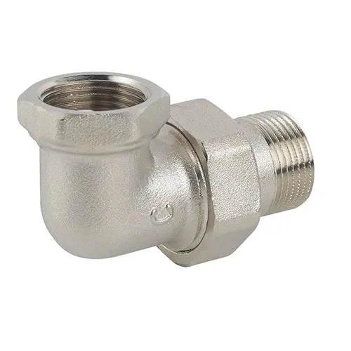 Raccordo curvo in 3 pz mf sede piana in ottone nichelato c/guarnizione 1 1/4