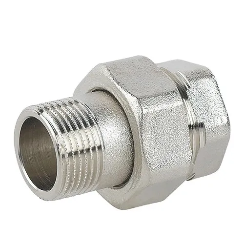 Raccordo diritto 3 pz mf sede piana in ottone nichelato c/guarnizione 3/4