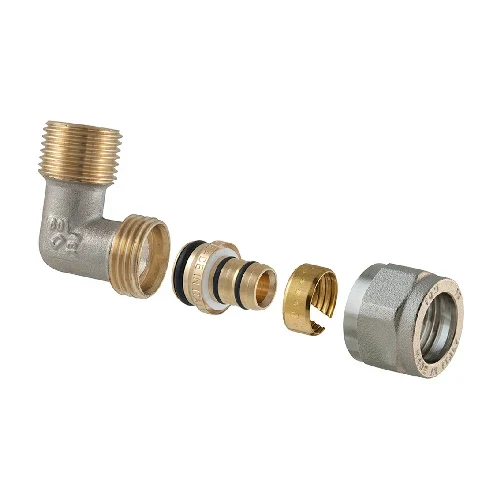 Raccordo curvo maschio a compressione per multistrato 2 pz assemblato 3/4x3/4-20