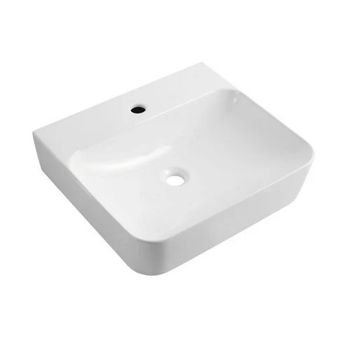 Lavabo a parete rettangolare con foro rubinetto cm 50x45x13