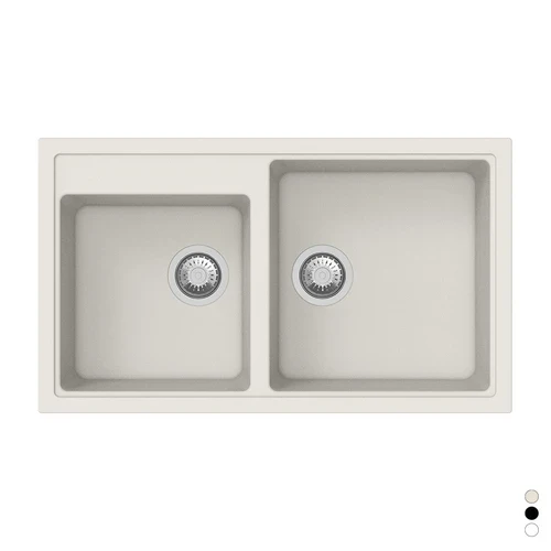 Lavello sintetico da incasso 2 vasche cm 86 nero