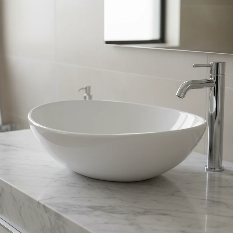 Lavabo ovale mod. lav03 cm 41x34x14 5 bianco lucido