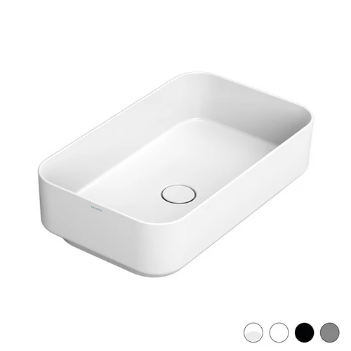 Lavabo da appoggio rettangolare noemi cm 64 x 38 bianco opaco