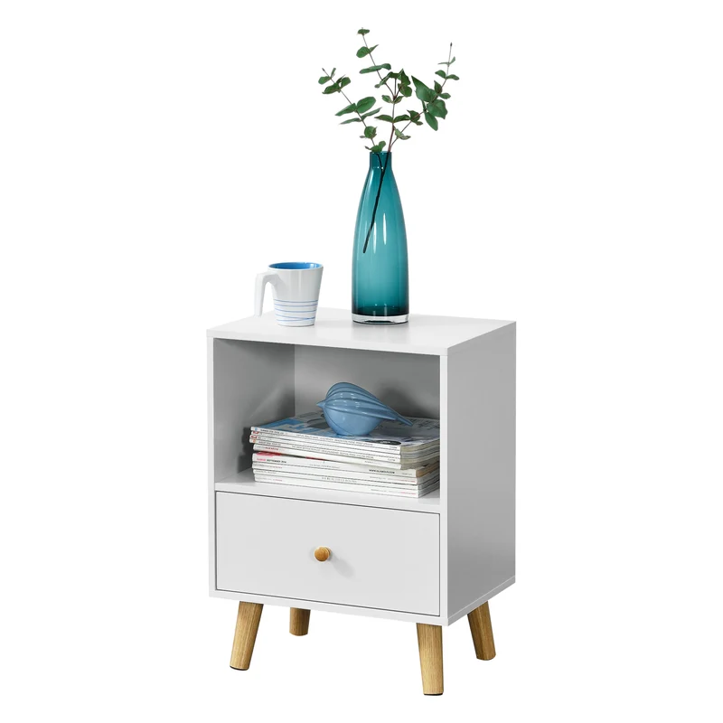 Mesa de Noche Sundsvall con cajón aglomerado/madera 54 x 40 x 30 cm - En diferentes colores [en.casa]