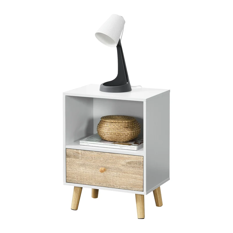 Mesa de Noche Sundsvall con cajón aglomerado/madera 54 x 40 x 30 cm - En diferentes colores [en.casa]